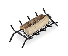 Relaxdays, schwarz Kaminrost, eckig, Stahl, Kamin & Grillkamin, massiv & robust, Feuerrost mit Füßen, HBT: 17x69x34 cm, 17 x 69 x 34 cm