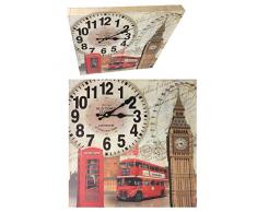 GMMH Wanduhr 40 x 40 cm Holz Küchenuhr Modern London Design 2 Nostalgie XXL