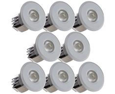 Sensati Kleine Miniatur LED Einbauleuchte Downlight Spot Set zu 4 Stück, dimmbar, 600 lm, inklusive Treiber, Gehäusefarbe weiß, kaltweiß T102 8 CW W