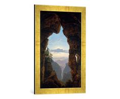 Gerahmtes Bild von Karl Friedrich Schinkel Felsentor, Kunstdruck im hochwertigen handgefertigten Bilder-Rahmen, 40x60 cm, Gold Raya