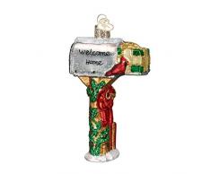 Old World Weihnachtsschmuck: Home Gifts Glasornamente mundgeblasen für Weihnachtsbaum Willkommen Home Mailbox 4.250 braun