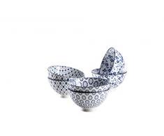 Mäser 931221 Serie Alicante, Schüssel teilig, Porzellan Schalen Set in Blau, Müslischalen für 6 Personen