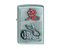 Zippo Feuerzeug 2001976 2023 Year of The Rabbit Benzinfeuerzeug, Messing, Satin Chrome, 1 x 3,5 x 5,5 cm