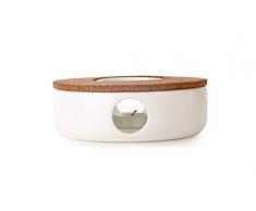 TEASOUL Sehr eleganter Teekannenwärmer in Porzellan mit Korkständer. Die perfekte Unterstützung, um Deine Teekanne Immer warm zu halten, weiß, 15 cm