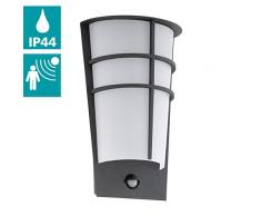 EGLO LED Außen-Wandlampe Breganzo 1, 2 flammige Außenleuchte inkl. Bewegungsmelder, Sensor-Wandleuchte aus Stahl und Kunststoff, Farbe: Anthrazit, weiß, IP44