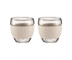 Bodum PAVINA 2-teiliges Gläser-Set (Rutschfester, farbiger Silikonring, 0,1 liters) cremefarben