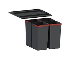 FRANKE Easysort 450-0-4 Abfallsorter Abfalleimer Mülleimer Abfallsammler, Plastik, schwarz, 37,8 x 41,4 x 34,3 cm