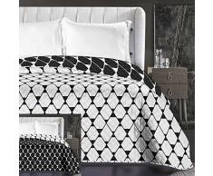 DecoKing Tagesdecke 170 x 210 cm schwarz weiß Bettüberwurf zweiseitig pflegeleicht geometrisches Muster