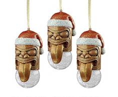 Christbaumschmuck - Lono Tiki Maske Feiertags-Verzierung: Set von drei - Tiki Statue Hawaii-Dekorationen