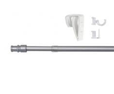 Beyond Drape California Gardinenstange ausziehbar Klemmträger bis 20mm ohne Bohren zur Aufhängung von Scheibengardinen für Oben oder seitlich am Fenster, Eisen, Chrom matt, 85-130 cm