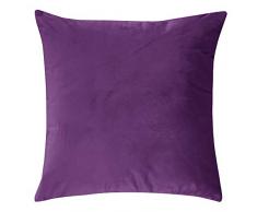 Deconovo Deko-Kissenbezug, luxuriöser Samt, Euro Sham, superweicher Kissenbezug mit unsichtbarem Reißverschluss für Sofa, 45,7 x 45,7 cm, Violett