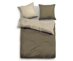 TOM TAILOR 0069600 Satin Bettwäsche Garnitur mit Kopfkissenbezug (Baumwolle) 1x 155x220 cm + 1x 80x80 cm, Sand