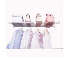 Hershii Closet Tension Regal & Rod erweiterbar Metall Storage Rack verstellbar Organizer DIY Trennwand Trennzeichen für Schrank Kleiderschrank Schrank Küche Badezimmer, elfenbeinfarben, 60-80cm