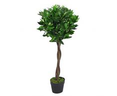 Leaf Lorbeerbaum, künstlicher Buchsbaum, mit schwarzem Kunststofftopf, 90 cm Drehgelenk