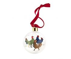 Portmeirion Home & Gifts Weihnachtskugel mit Aufschrift Three French Hens, Keramik, Mehrfarbig, US:5 / cn:35