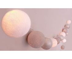 CREATIVECOTTON LED Lichterkette mit Cotton Balls inkl. Timer und Dimmer (Silber, 20 Kugeln)