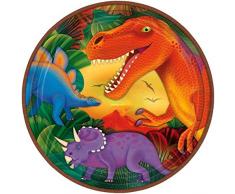 amscan 559766 Speiseteller, Motiv: prähistorische Dinosaurier, 22,8 cm, 8 Stück