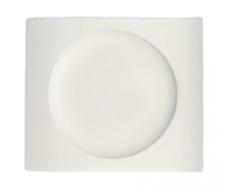 Villeroy & Boch NewWave Rechteckiger Frühstücksteller, 24 x 22 cm, Premium Porzellan, Weiß