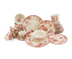 Creatable, 20151, Serie Adelaide Marron, Geschirrset 30 teilig Kombiservice, Stein, Rot, 56 x 36 x 34 cm, Einheiten