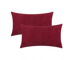 CaliTime 2er-Pack Komfortable Kissenbezüge Kissenbezüge für Couch Schlafsofa Komfortable weiche, solide Corduroy Ananas-Gitter Beide Seiten 30 cm x 50 cm Dunkelrot