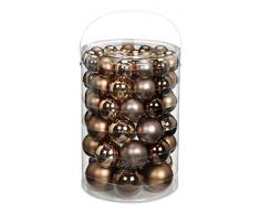 Inge-glas 15101E460-MO Glaskugel Sortiment 60 Stück Vorteilsdose, 18x4cm / 20x5cm / 16x6cm / 6x7cm Elegant Lounge-Mix, (Schokobraun Glanz, Puder glanz+matt,Nerz matt)