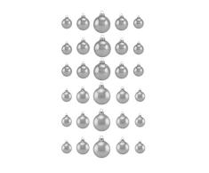 Thüringer Glas Design Christbaumschmuck, Silber, 30-Teilig Uni