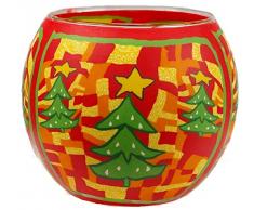 Himmlische Düfte Geschenkartikel GmbH RED Green Christmas Tree Windlicht, Glas, bunt, 11x11x9 cm
