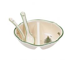 Spode Weihnachtsbaum Christmas Tree Divided Serving Dish with 2-Spoons mehrfarbig