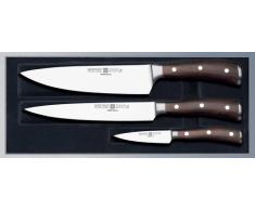 Wüsthof Messersatz 3-teilig, Ikon (9600), inkl. Kochmesser, Schinkenmesser und Gemüsemesser, Küchenmesser-Set mit Holzgriffen aus Grenadill