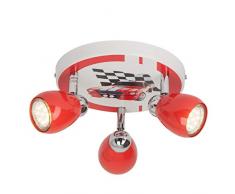 Brilliant Racing LED Spotrondell 3 flg Deckenstrahler schwenkbar rot/weiß-schwarz Kinderzimmer 750 Lumen, 3x GU10 3W LED-Reflektorlampen inklusive