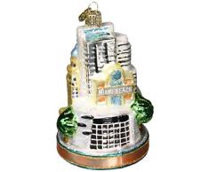 Old World Christmas Ornament: Christbaumschmuck aus Glas mit Städten, Orten und Sehenswürdigkeiten für den Weihnachtsbaum Miami City 4.500 Mehrfarbig