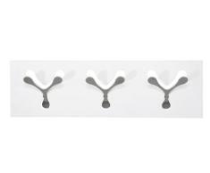 Kare Wandgarderobenhakenleiste Spoon Tre, WeiÃ-Silber Matt, ausklappbarer Metall-Kleiderhaken, moderne Flurgarderobe, kleine Design Garderobenpaneele, Wandhaken