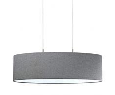 EGLO Pendellampe Pasteri, 2 flammige Textil Pendelleuchte, Hängeleuchte oval aus Stahl und Stoff, Farbe: Nickel matt, grau, Fassung: E27, L: 75 cm