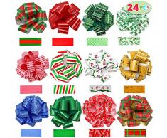 JOYIN 24 Stück Geschenkschleifen für Weihnachten Geschenkverpackung, Pull Bögen Geschenkbänder für Weihnachtsdeko, Weinflaschen Geschenkverpackung, Hochzeit und Geburtstag