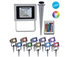 Näve Leuchten RGB LED Strahler mit Farbwechsler, Aluminium, 1 W, Bunt, 9.5 x 11.5 x 32 cm