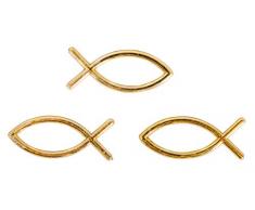 Rayher 46279616 Kunststoff Streuteile Christlicher Fisch, Silhouettenform, Plastikstreuteile, Tischstreuer, Tischdeko, Streudeko Hochzeit, Kommunion, Konfirmation, Btl. 20 Stück, 3 x 1,2 cm, gold