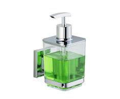 Wenko Vacuum-Loc Seifenspender Quadro - Flüssigseifen-Spender, Fassungsvermögen: 0,34 l, Edelstahl rostfrei, 7,5 x 16 x 10 cm, glänzend
