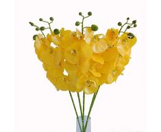 Htmeing 5 Pcs Künstliche Schmetterling Orchidee Blume Blumen Pflanze Fake Home Hochzeit Dekoration Gelb