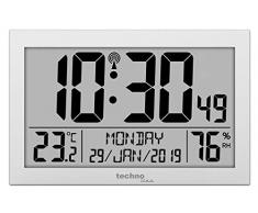 Technoline WS8016 WS 8016 Funk-Wand-Uhr mit Temperaturanzeige, Kuststoff, silber, 225 x 143 x 24 mm