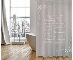 MSV Cotexsa by Premium Anti-Schimmel Textil Duschvorhang - Anti-Bakteriell, waschbar, 100% wasserdicht, mit 12 Duschvorhangringen - Polyester, „Grasse“ Taupe 180x200cm – Made in Spain