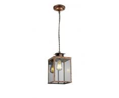 Trio Leuchten Vintage Elsa Pendelleuchte, Metall, Glas, E27, kupfer antik