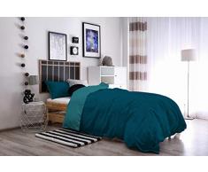 Italian Bed Linen Natural Color Doubleface Bettbezug, 100% Baumwolle, Öl grün/Flasche grün, Einzelne