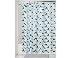 iDesign Triangles Duschvorhang | Vorhang für Dusche und Badewanne | cooler Duschvorhang mit Triangel-Muster in 183,0 cm x 183,0 cm | Polyester türkis/mint
