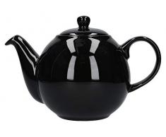 London Pottery Globe Teekanne mit Sieb, Keramik, Schwarz Glänzend, 4 Cup (900 ml)
