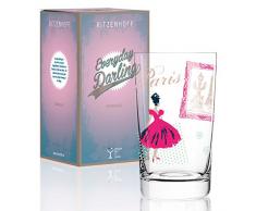 RITZENHOFF Everyday Darling Softdrinkglas von Alice Wilson, aus Kristallglas, 300 ml, mit trendigen Dekoren