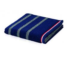 möve Athleisure Handtuch Doubleface gestreift 50 x 100 cm aus 85% Baumwolle / 15% Polyester, deep sea/grey