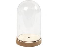 Plastikglas Glocke auf Holzfuß, H: 18 cm, D: 11 cm, 1Pck.