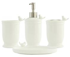 Clayre & Eef 62977 Badezimmerset (4 Stück) Seifenspender Vogel, Badzubehör