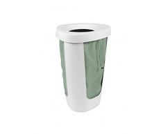 Rotho Fabu Wäschesammler, Kunststoff mit herausnehmbarem Wäschesack, weiß/grün, 50 Liter (40,8 x 40 x 62,1 cm)