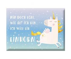 Grafik-Werkstatt egal, wie alt ich Bin. Ich Will EIN Einhorn.| Kühlschrank Lustig mit Spruch | 9 x 6, 5 x 0, 4 cm | Vintage | Retro | Nostalgic Magnet, Metall, Uni, 5 x cm